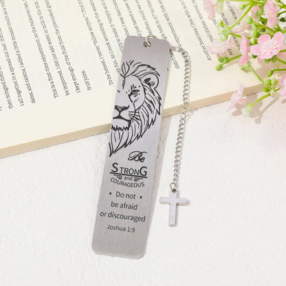 The Lion King Bookmark with Cross Pendant ,Bible Verse Inspirational Religious Gift, Christian for Reading Lovers Book Accessory