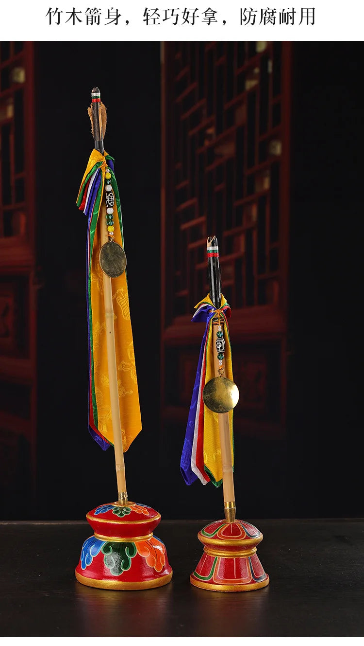 Nepal Auspicious Prayer Flag with Arrow Tibetan Buddhist Five Color Banner for Wealth and Luck