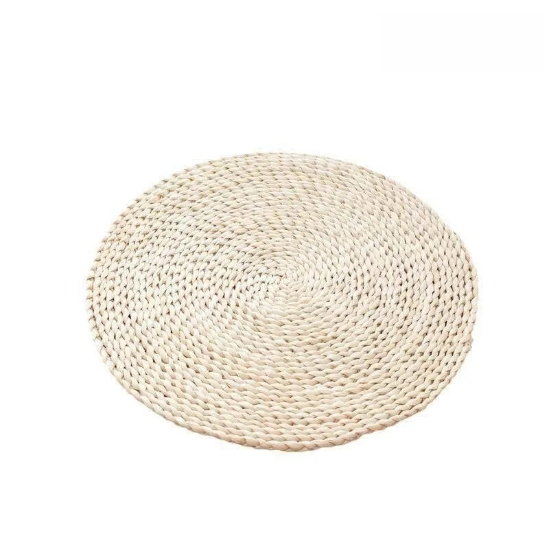 Rounded Mat Grass Woven Thin Foldable Window  Meditation Pad Yoga Mat Home Decorative Fabric Sitting Cushion