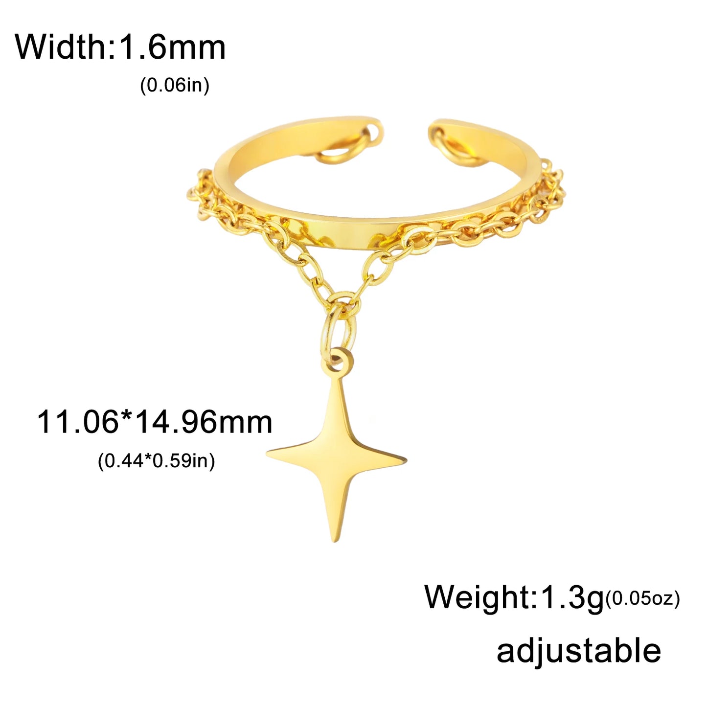 LIKGREAT Star of David Ring Jewish Hang Pendant Rings Stainless Steel Tetragram Cross Jewelry Jewish Gift for Women Men Gifts
