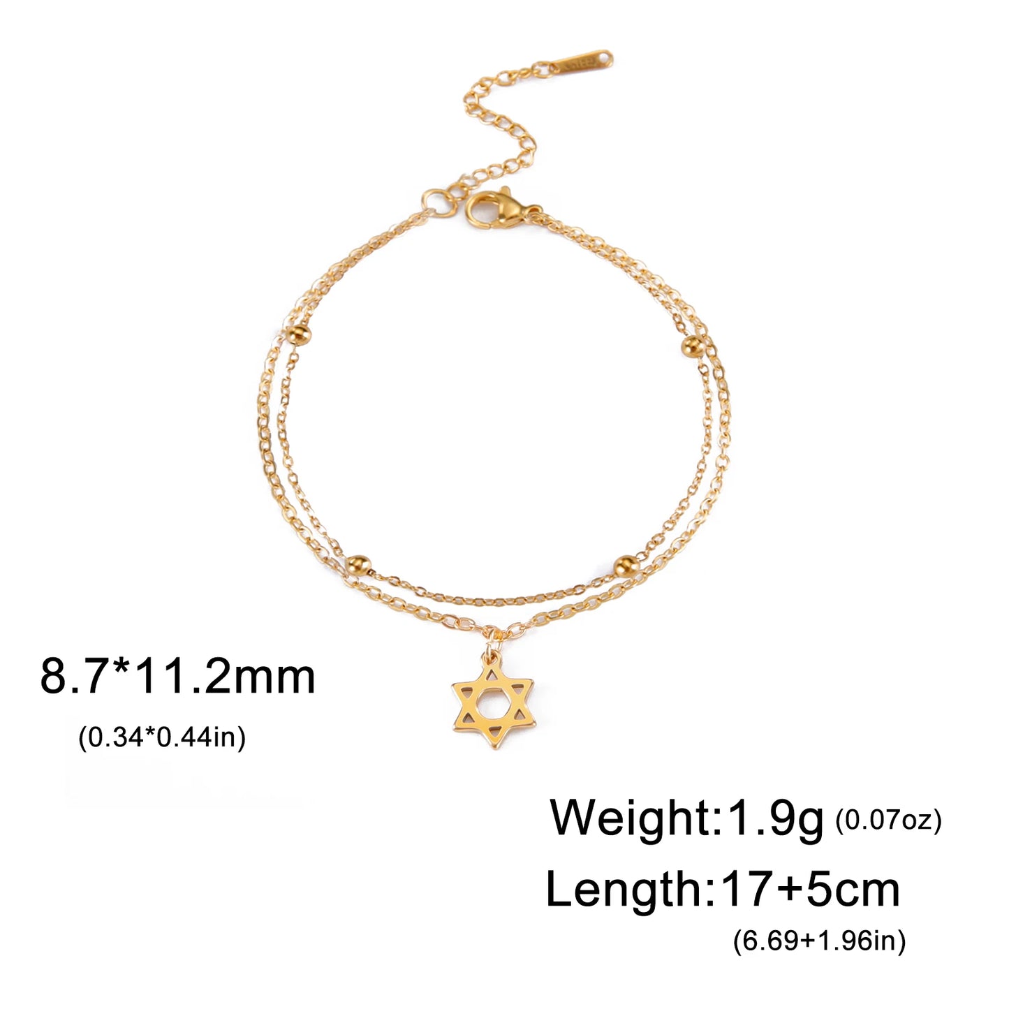 EUEAVAN 1pc Star of David Bracelet Hexagram Jewish Stainless Steel Charm Bracelets for Women Vintage Judaism Jewelry Gifts