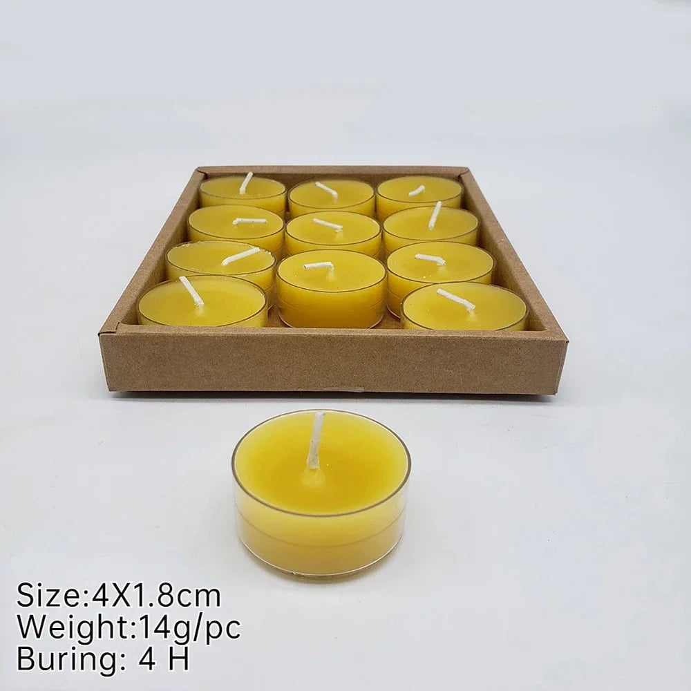 6/12Pack Beeswax Honey Candles for Ritual Tealight Candles Church Prayer Religous Prayer Candles Wholesale Decor Party Birthday