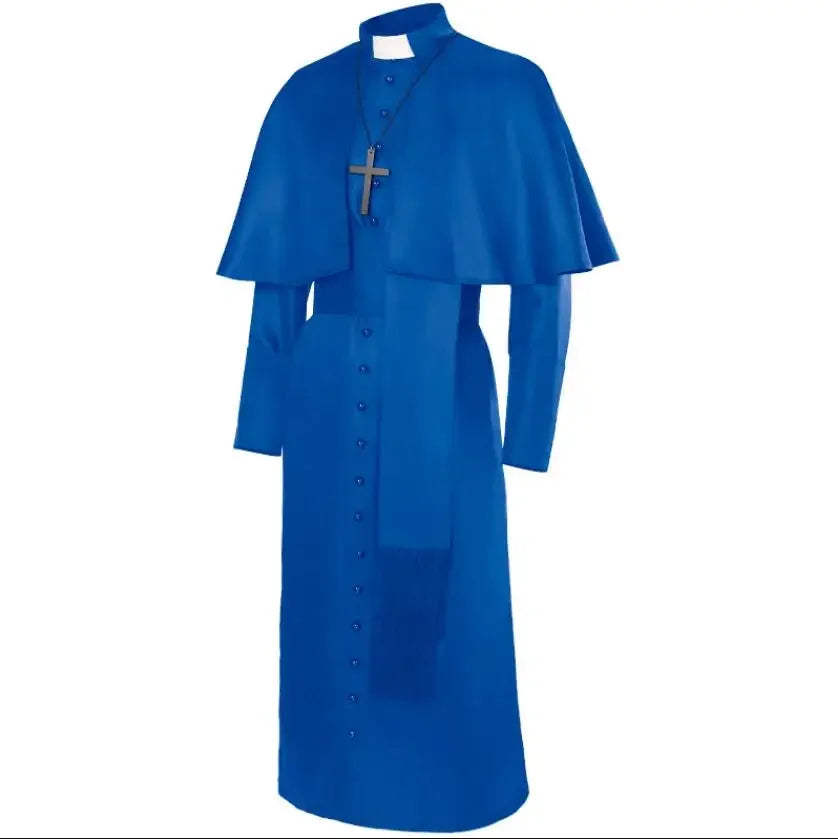 Medieval Priest Cosplay Costume Catholic Cassock Robe for Church Pastor Missionary Clergy