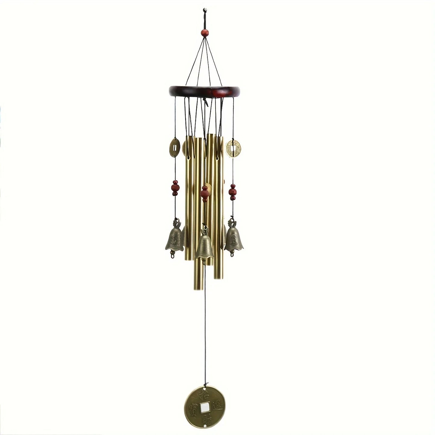 Lucky Wealth Attracting Bronze Wind Chimes Real Wood Metal Ancient Copper Home Decorative Courtyard Decor Cross-Border Sales