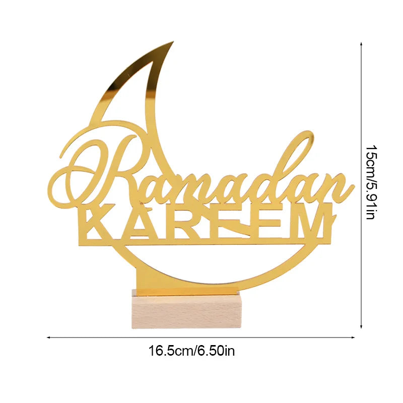Eid Mubarak Acrylic Ornament Ramadan Mubarak Home Table Decoration Wooden Sign 2026 Islamic Muslim Party Decor Eid Al Adha Gift