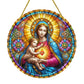 Virgin Mary Suncatcher - Round Acrylic Wall Art, Stained Style Hanging Decor, Ideal for Living Room, Bedroom,Perfect Family Gift