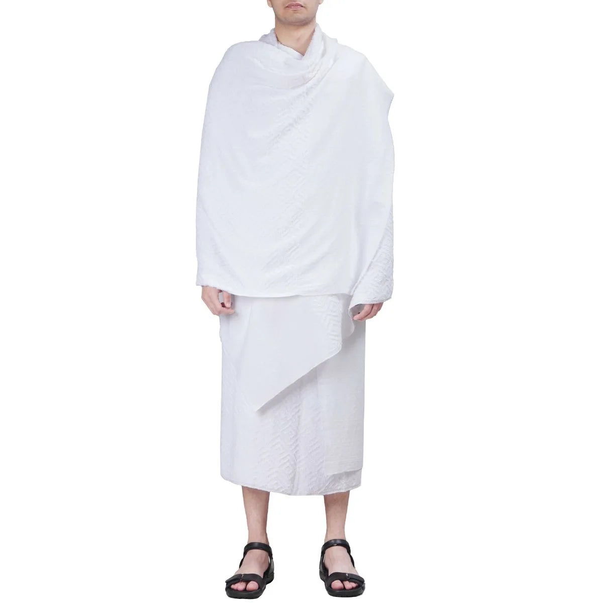 White Men's Simple High-End Hajj Ihram Towel Set Bath Towel Pilgrimage Towel Cross-Border Two-Piece Set Geometry Pattern