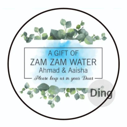 Personalised ZamZam Water Bottle Stickers Hajj Umrah Mubarak Eid Label Box Bag Seal Muslim Ramadan Kareem Celebration