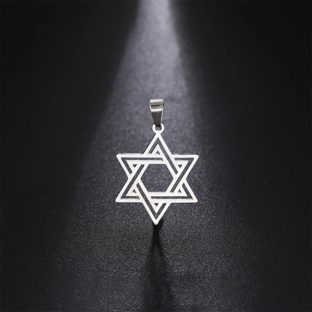 EUEAVAN 1pc Jewish Star of David Hexagram Pendant Stainless Steel Amulet Charms for Jewelry Making Necklace Supplies