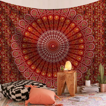Wall Hanging Indian Mandala Tapestry Psychedelic Bohemian Home Decoration Aesthetic Living Room Background Cloth Beach Yoga Mat