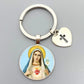 Jesus Sacred Heart Keychain Virgin Mary Glass Dome Key chain Catholic Men's and Women's Jewelry Gifts