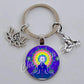 Indian Buddha Meditation 7 Chakra Mandala Psychedelic Yoga Glass Cabochon Keychain Ornament