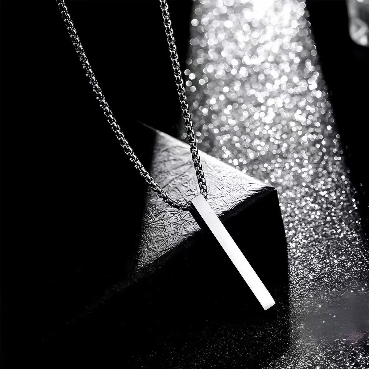 Cylindrical Necklace, Unisex, 3D Bar Pendant, Simple Casual Neutral Necklace
