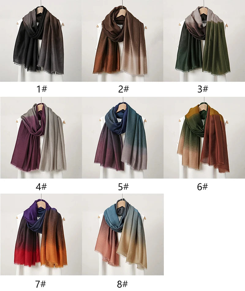 New Tie-dyed Cotton Hijabs For Women Scarf Plain Shawls Wrap Femme Musulman Ombre Viscose Headscarf Islam Turban Headband Scarf