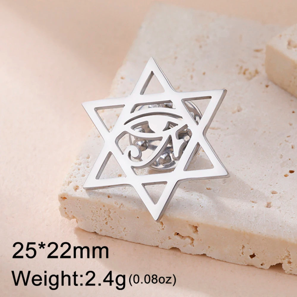 Dawapara Hebrew Letter Chai Brooch Star of David Menorah Jewish Symbol Lapel Pins Hanukkah Gift Stainless Steel Jewelry