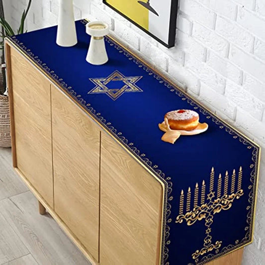 Hanukkah Menorah Table Runners Star of David Jewish Holiday Fireplace Kitchen Dining Room Home Decor