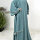 Women Abaya 4 Piece Set Dress Kaftan Islam Vestidos Eid Muslim Scarf Sashes Arab Long Robe Jalabiya Ramadan Morocco Dubai Abayas