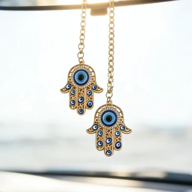 Evil Eye Hamsa Hand Car Hanging Key Chain Amulet  Good Luck Decor Gifts for Auto Rearview Mirror Pendant Decoraction