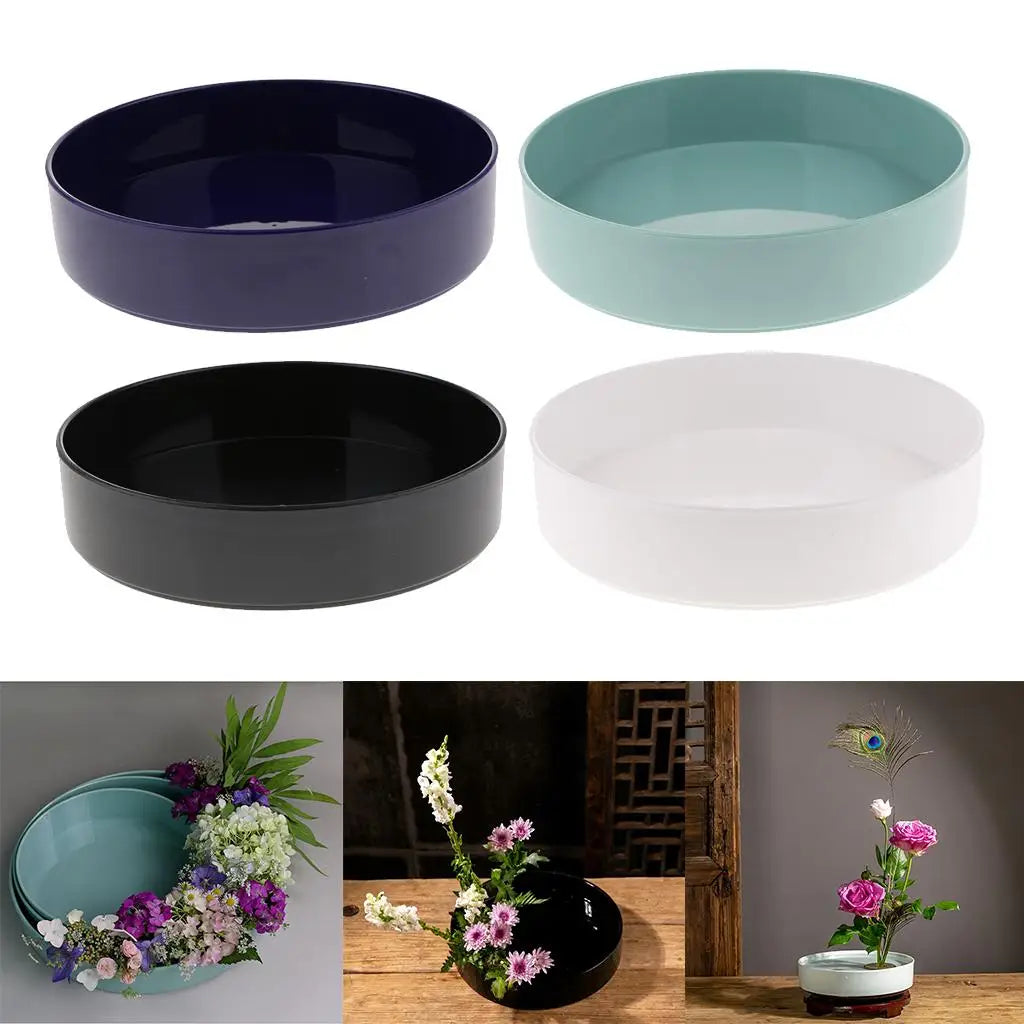 Bonsai Flower Container Round Plastic Ikebana Vase Traditional Arrangement Pot for Living Room Decor
