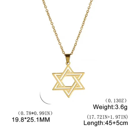 Simple Hollow Star of David Hexagram Choker Necklace for Men Women Gold Color Stainless Steel Chain Necklaces Jewish Jewelry