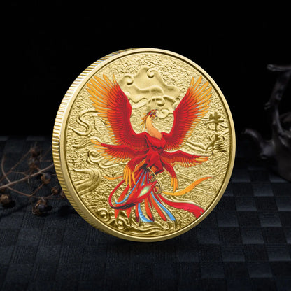 Chinese Mythical Beasts Coins Collectibles Dragon Coin Tiger Suzaku Zodiac Tai Chi Commemorative Medal Luck