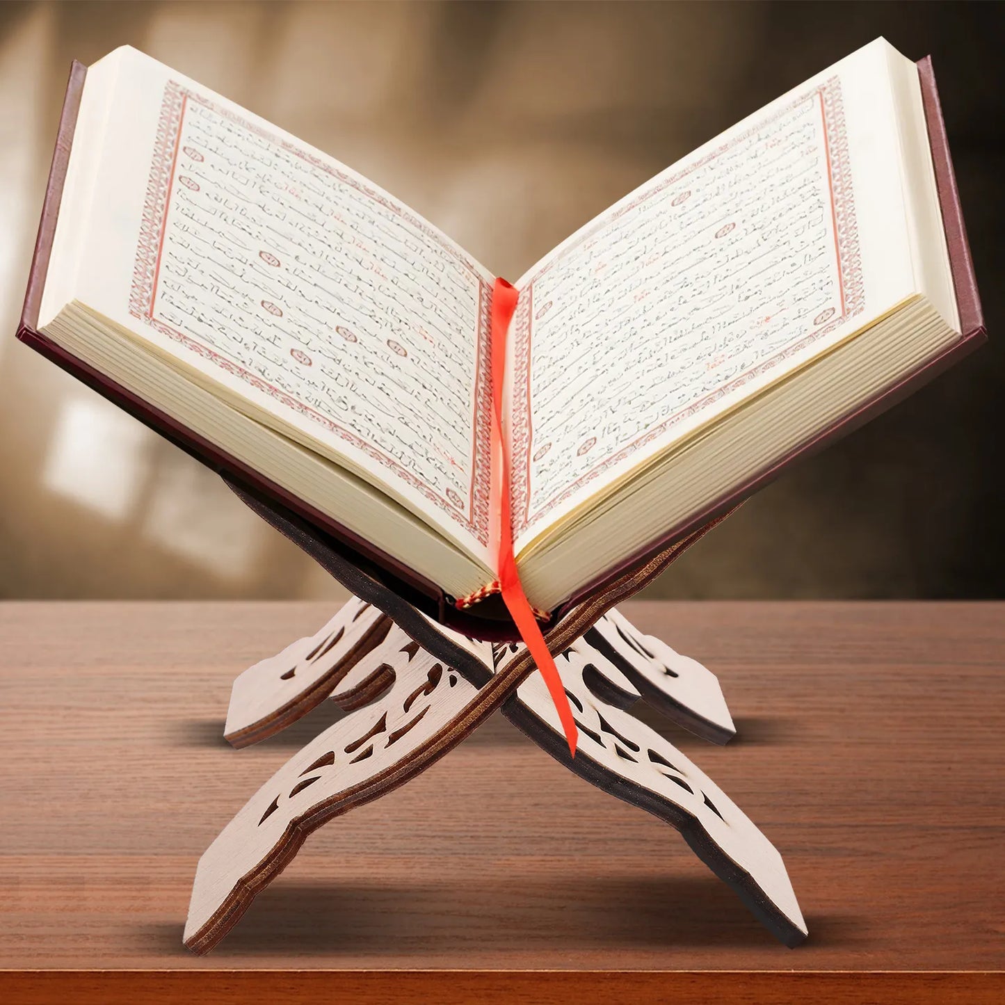 Wooden Reading Stand Desktop Book Holder Bible Quran Display Rack for Home Office Temple School Reading Holder