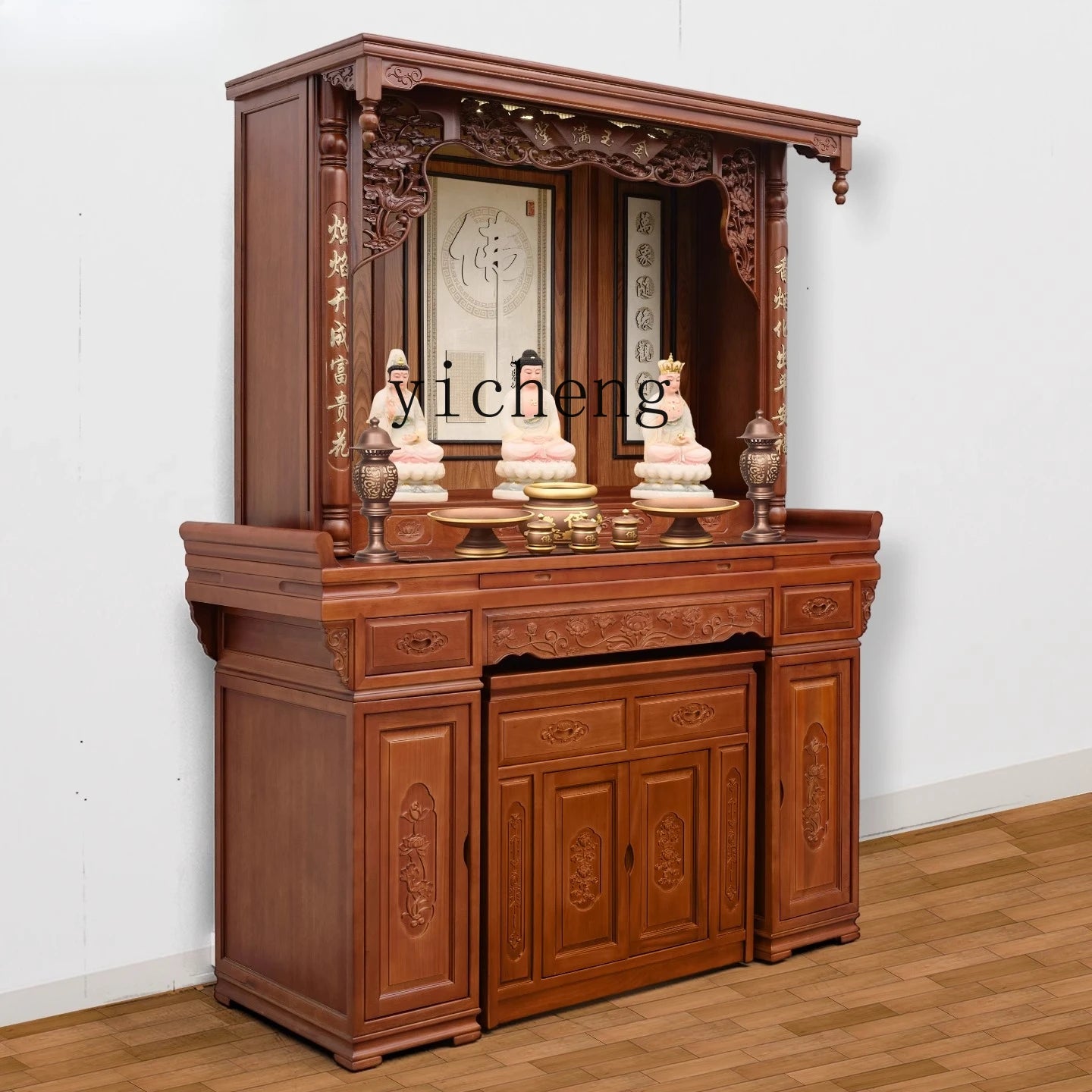 LSL Solid Wood Altar Incense Case God of Wealth Simple Altar Home Use Buddhist Shrine New Chinese Style