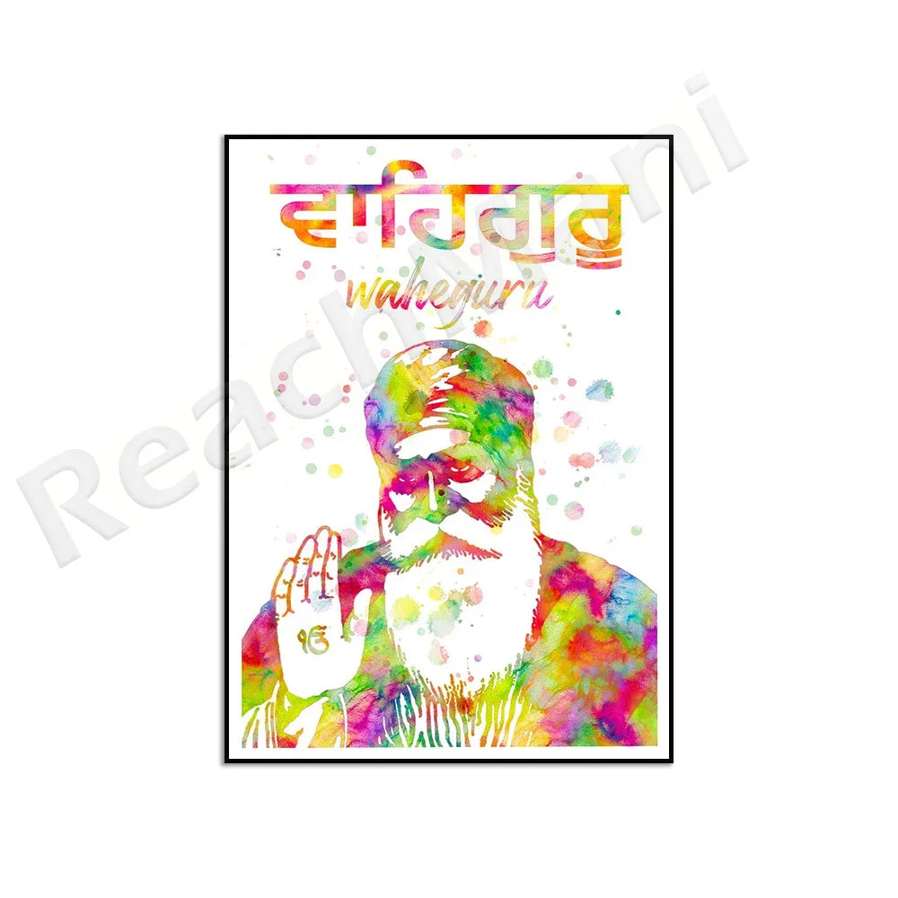 Sikh Art Print of Guru Nanak Spiritual Wall Decor Meditation and Yoga Poster Perfect Gift for Mindfulness and Inner Peace