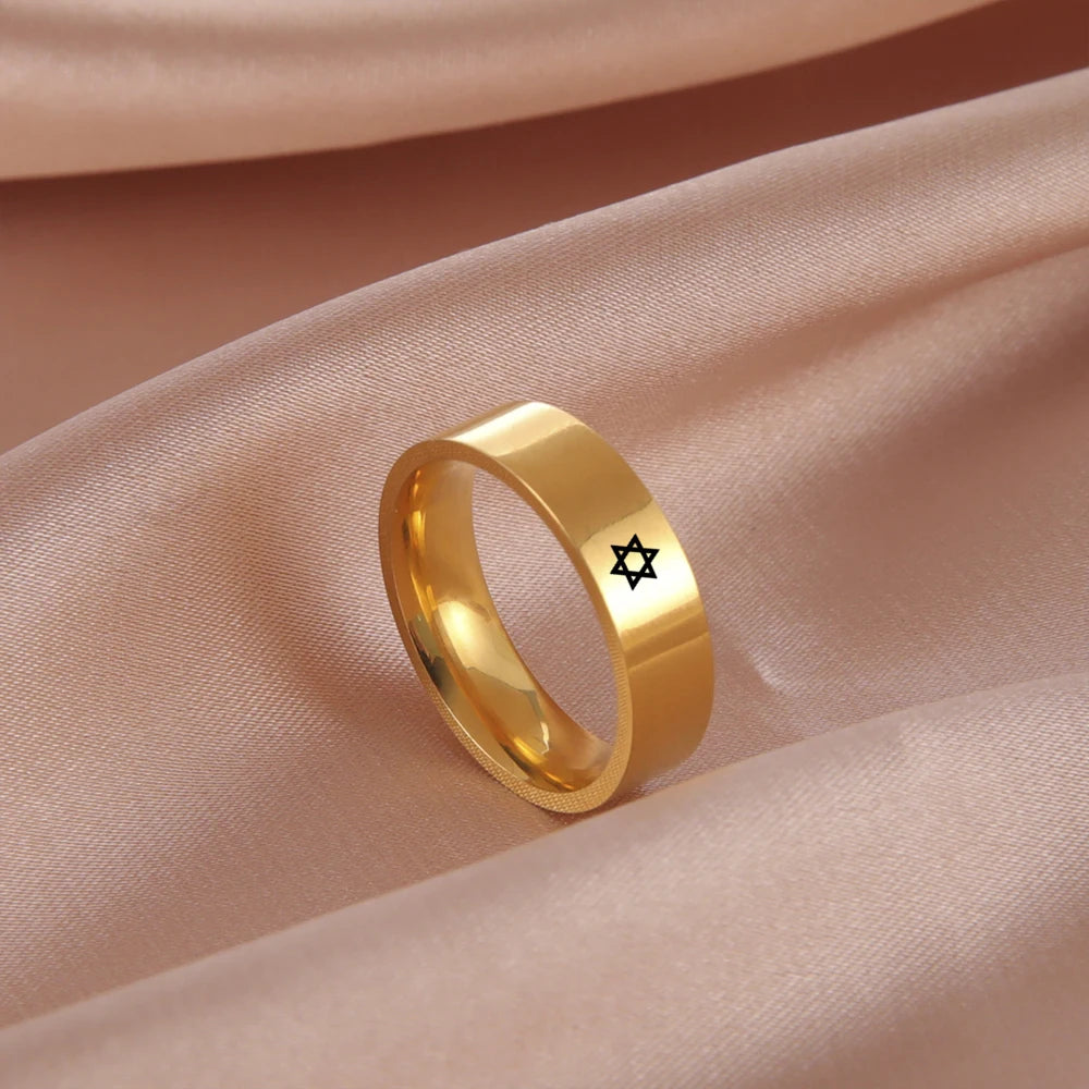 Lucktune Star of David Six Point Star Ring Stainless Steel Silver Color Rings for Men Women Jewish Religious Jewelry Gift New In
