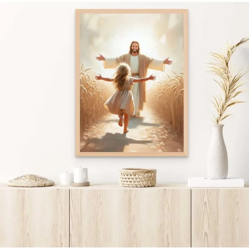 Modern Christian Believer Poster Jesus Praying Shepherd Bible Verse Easter Canvas Painting Wall Art for Kids Room Home Decor