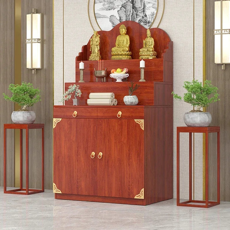 A  New Chinese Household Altar Incense Burner Table Economical Altar Three-Layer Heightening Buddha Shrine feng shui