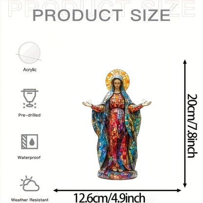 2D Sacred Acrylic Sun Catcher Virgin Mary Hanging Decoration Religious Christmas Ornament Light Collector for Living Room Church
