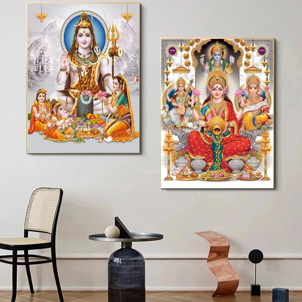 India Hindu God Ganesha Temple Elephant Poster God Series Religion Canvas Painting Print Wall Art Picture Living Room Decor
