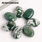 1pc Natural Crystal Moss Agate Palm Stone Reiki Healing Oval Pocket Palm Worry Stone Yoga Meditation Spiritual Healing Gem