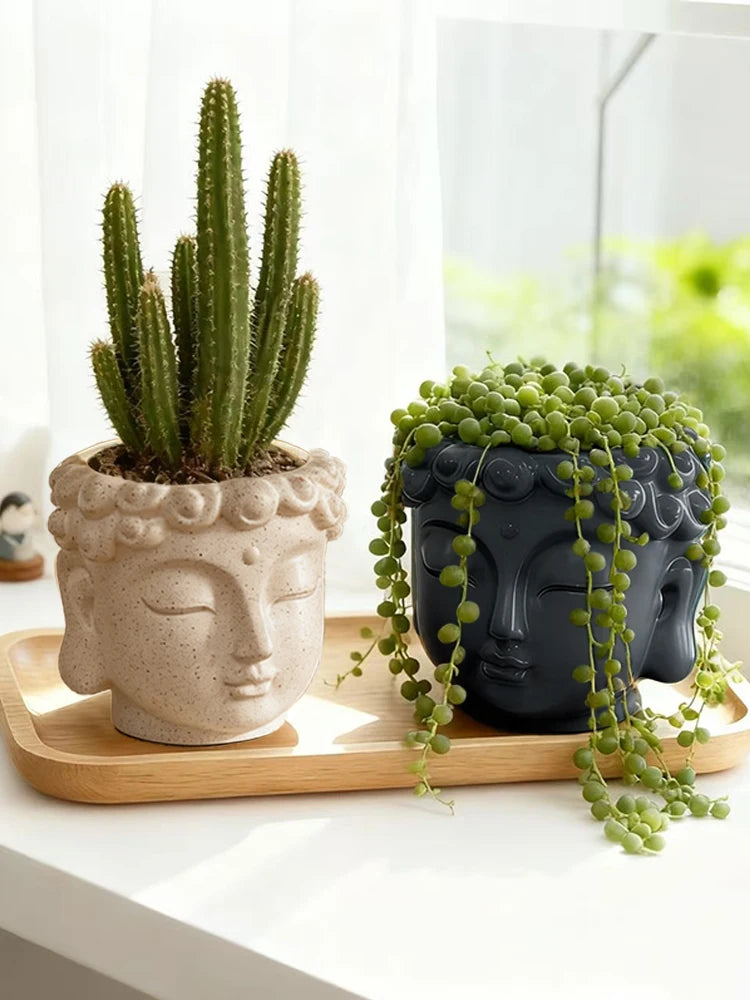 Creative Buddha Statue Flowerpot Green Potted Plants Container Home Courtyard Garden Decor Resin Handicrafts Ornament Gift
