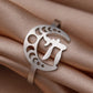 Dawapara Classic Map Women Ring Jewish Chai Hebrew Letter Life Symbol Jewish Jewelry Judaic Stainless Steel Wedding Band