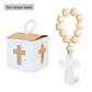 10/20PCS Wooden cross rosary Candy Box boy girl First Holy Communion Baptism Christening rustic wedding Easter gift