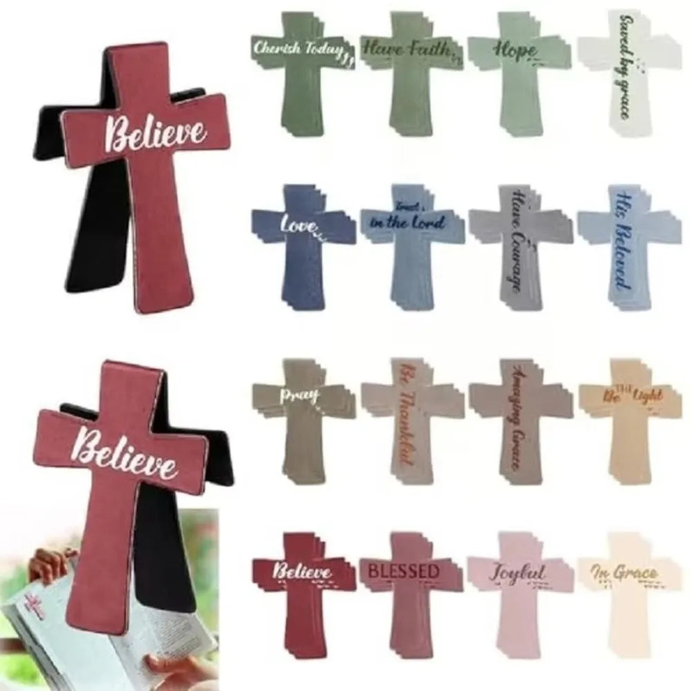 12/16/24PCS Plastic Bible Magnetic Bookmarks Double-Sided Cross Shape Page Marking Bookmark Durable Construction