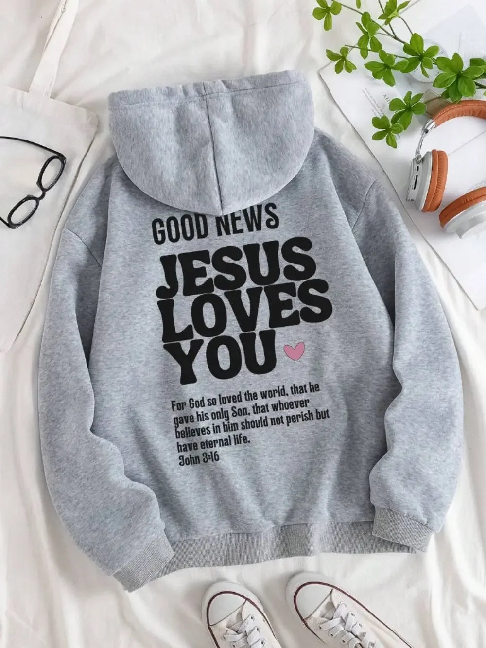 Good news! Jesus loves you casual and fashionable streetwear Hoodies for  women in autumn and winter