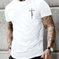 Summer men's 100% pure cotton casual loose fit plus size cross faith pattern printed round neck short sleeved T-shirt top
