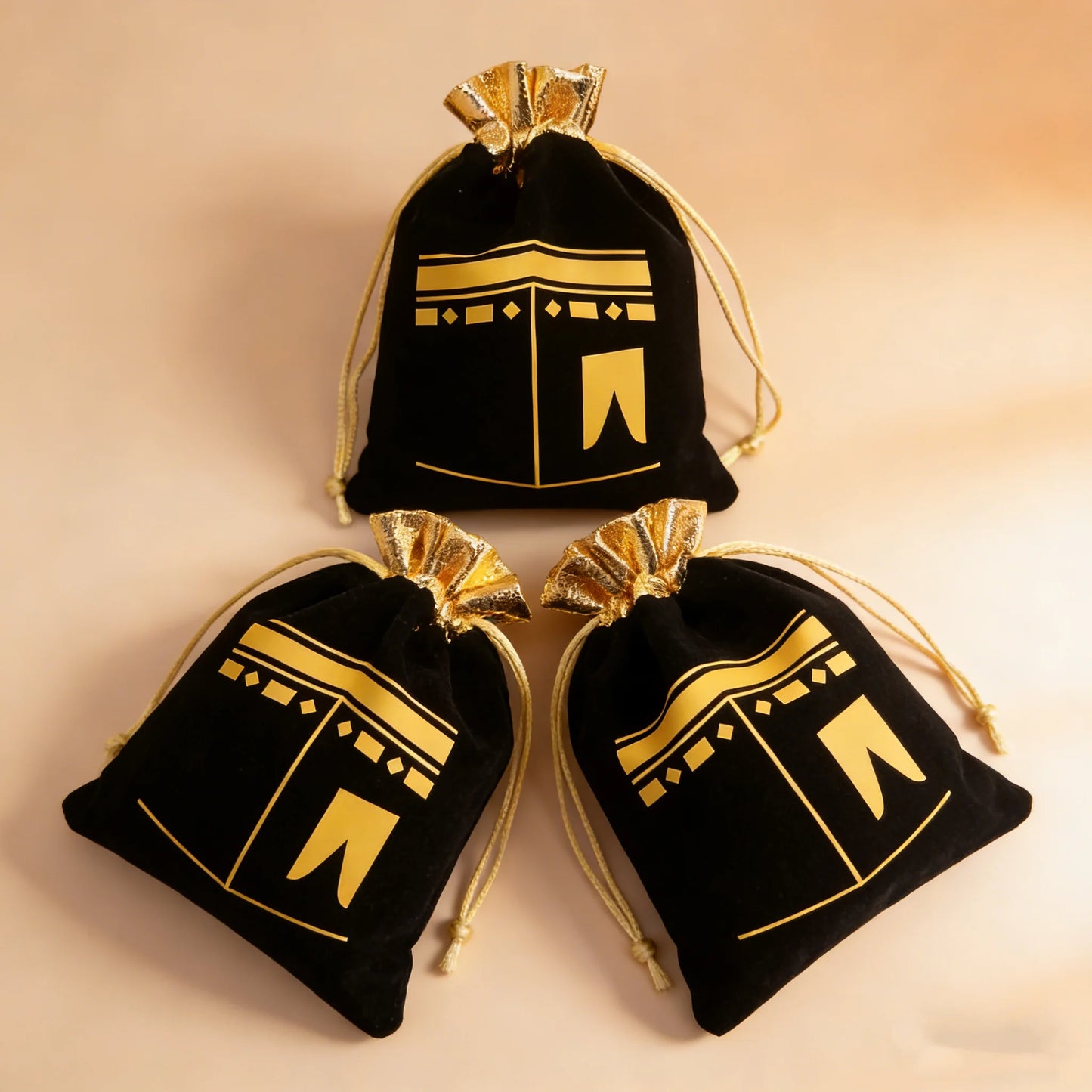 25 Pcs Black Kaaba Velvet Gift Bags Hajj Mubarak Umrah Mubarak Muslim Islamic Favors Ramadan Kareem Eid Al Adha Decor Gift Pouch