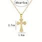 1pc Luxury Copper Zirconia Cross Pendant Necklace For Women Zircon Inlaid Jewelry Gold Color Long Clavicle Chain Necklaces