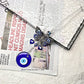 1pc Devil's Eye Horseshoe-shaped Blue Eye Rhinestone Lucky Decoration Pendant, Keychain & Car Hanger