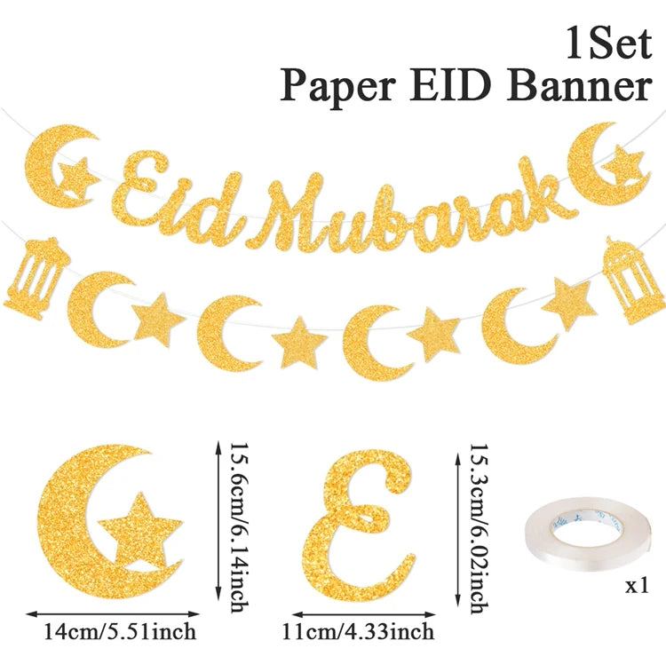 Umrah Mubarak Banners EID Mubarak Decoration 2025 for Home Bunting Banner Ramadan Kareem Islamic Muslim Party Eid Al Adha Gifts