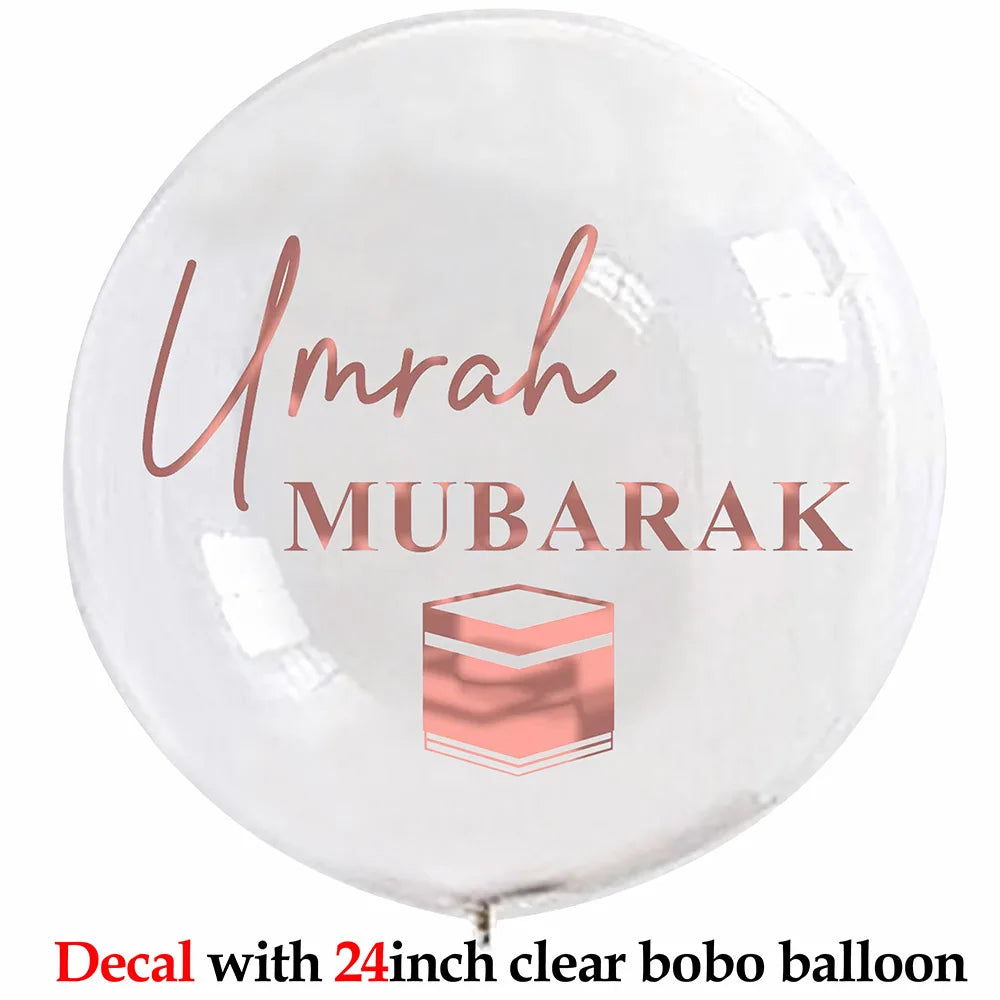 Custom Umrah Mubarak Balloon Helium Eid Balloons Sticker Muslim Islamic Festival Party DIY Decor Ramadan Kareem Decorations