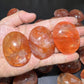 1pc Fire Quartz Palm Stone - Red Hematoid Crystal Worry Stone, Ideal for DIY Jewelry & Home Decor, Perfect Holiday Gift
