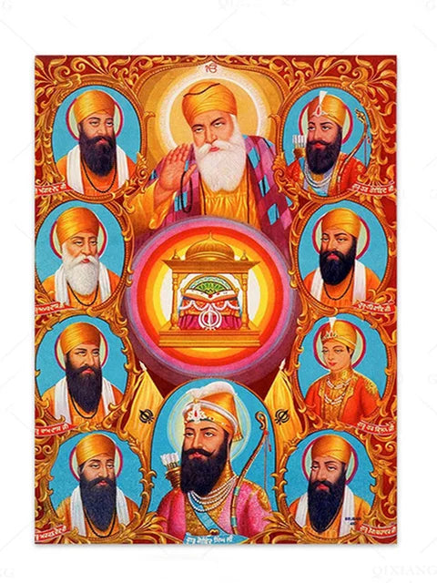 DIY 5D Diamond Painting The Unique Paintings Of Ten Sikh Masters full square/round Diamond Mosaic Religious Home Decor R276
