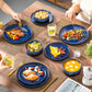 vancasso 12/24/36Piece Dinner set Black Blue Reactive Glaze Vertical edge Dinnerware set with 4PCS Dinner Plate/ Dessert/Bowl