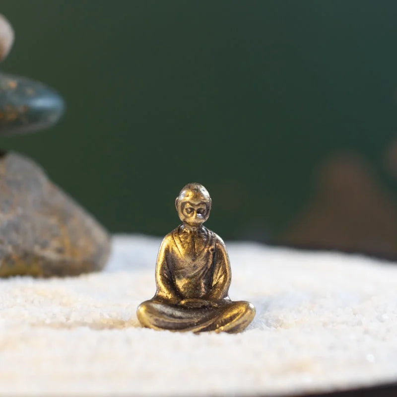 Micro Landscape Bronze Chinese Buddha Ancient Tea Ceremony Zen Moss Rockery Bonsai Sand Table Decorationfairy Garden Miniatures