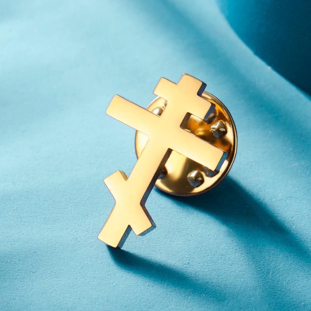 Dawapara Stainless Steel Orthodox Cross Women's Brooches Lapel Pin Religious Christian New Year Gift Minimalism Jewelry